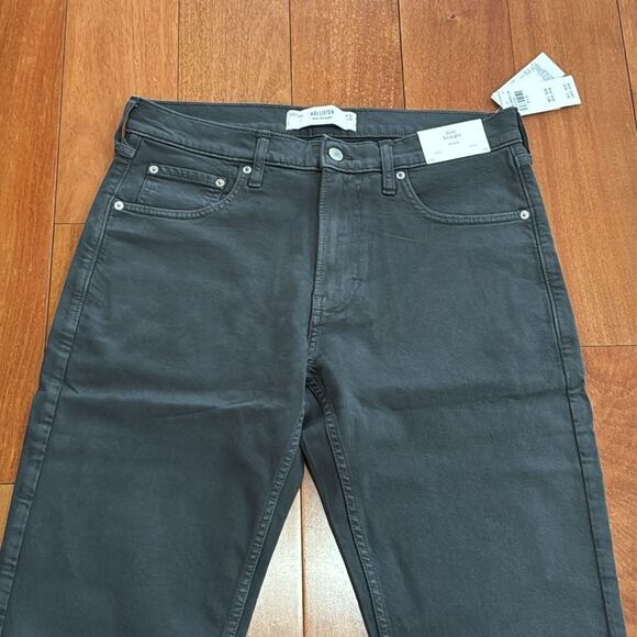 NWT Hollister Men's Dark Gray Slim Straight Stretch Jeans size 32 - Picture 2 of 11